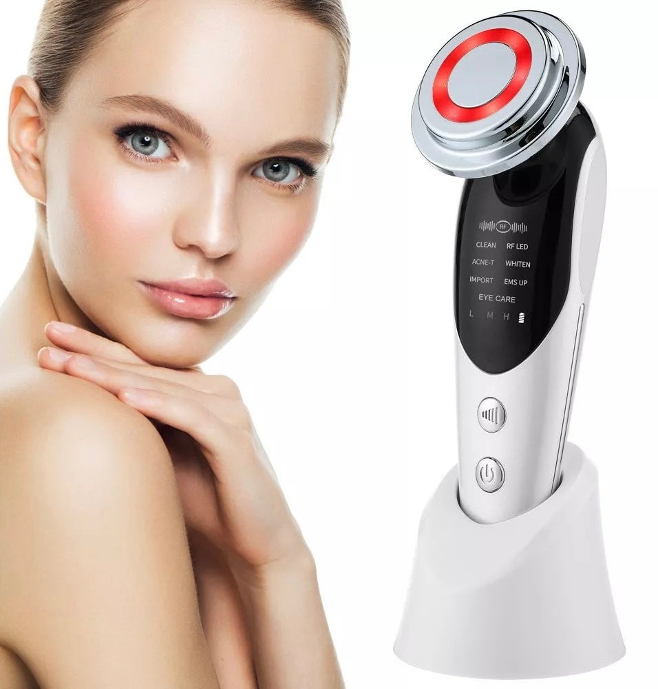 Masajeador facial con frío y calor antiarrugas blanco