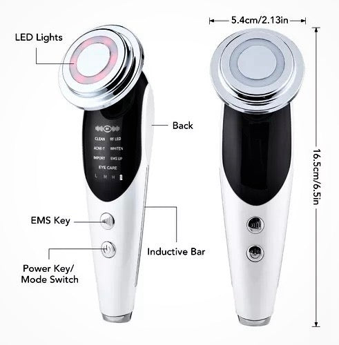 Masajeador facial con frío y calor antiarrugas blanco