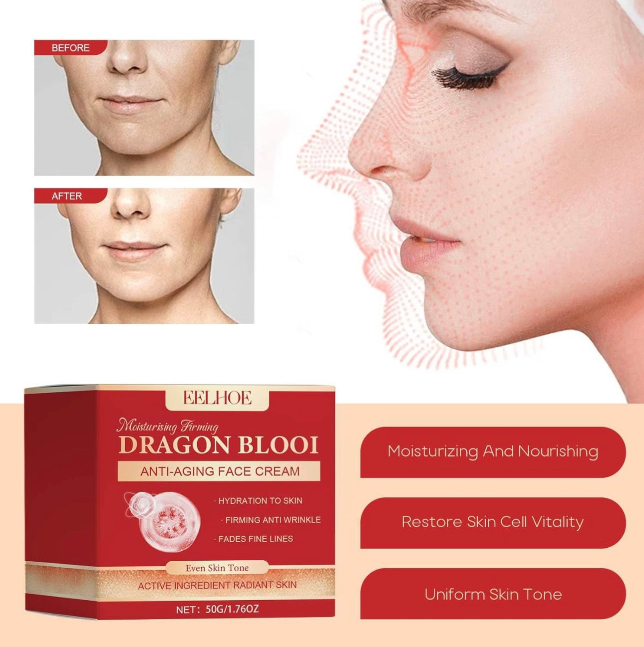 Anti-aging moisturizer with retinol dragon placenta 