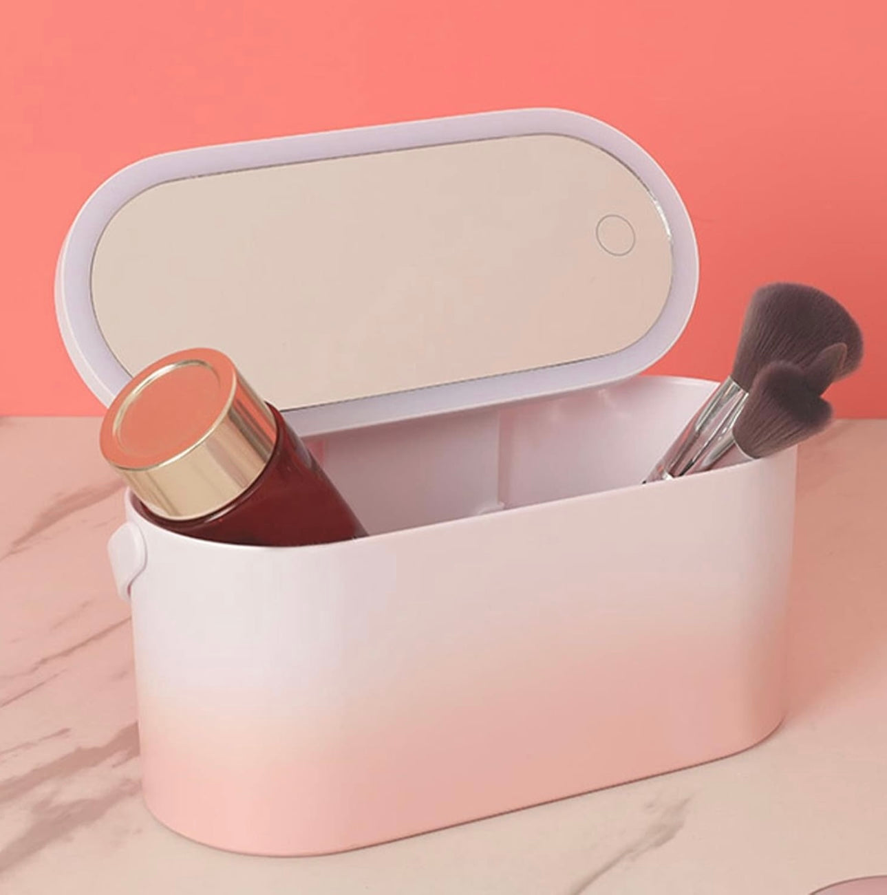 Organizador de maquillaje con espejo LED